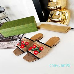 Designer shoes Sandals Lady women slippers Flowers printing leather men platform 2024