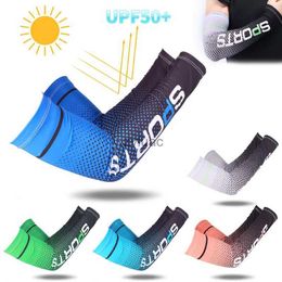 Arm Leg Warmers Fingerless Gloves Men Sun UV Protection Ice Silk Long Sleeve Cover Arm Sleeves Sunscreen Outdoor Arm Cool Sports Cycling Hand Protector YQ240106