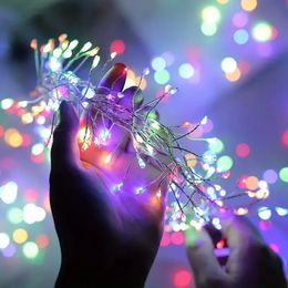 1pc 236.22in/200LED fairy tale light Led firecracker light 8 flashing modes USB remote control with timer waterproof cluster star lights Christmas tree decoration.