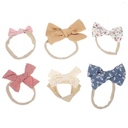 Bandanas 6 Pcs Baby Girl Bow Headband Accessories For Toddler Headbands Girls Cute Infant Flower Pure Cotton Bows Born