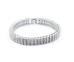 Mens Silver Gold Gun Plated 8inch Hip Hop Iced Out 3 Row Tennis Bracelet Heavy Bling High Quality Jewelry1902808