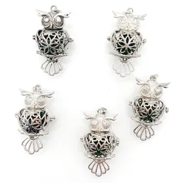 Exquisite and adorable diamond shaped owl shaped interior with volcanic stone that can be opened to exchange for natural stone beads, necklace, pendant, gift chain