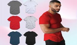 Homens e Mulheres039s curvo linha longa hip hop t camisa solta moda top tee roupas men039s fit urbano muscular tshirt TX1458270164