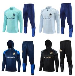 kids soccer hooded tracksuits MILIK PAYET Marseilles survetement 23 24 fottball Training suit veste maillot de foot Olympique OM tracksuit football jogging JACKET