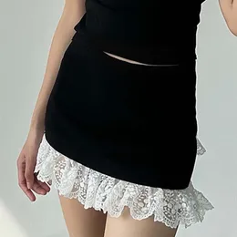 Skirts Women'S Crochet Embroidery Layered Design Peplum High Waisted Skirt Elegant And Trendy Plaid For Women Faldas Para Mujeres