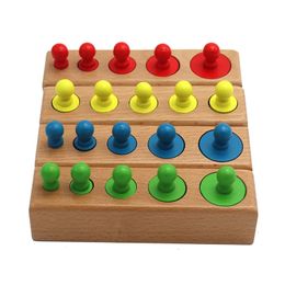 Montessori Cylinder Socket Puzzles Toy Baby Development Practise And SensesPreschool Educational Wooden Toys For Children 240105