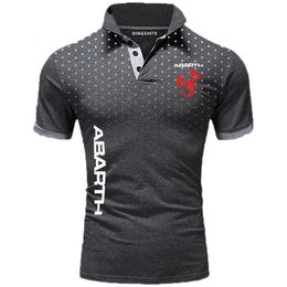 Polo Shirt Summer High Quality Men Cotton highend business Casual Lapel short sleeve abarth print Tshirt top 240106