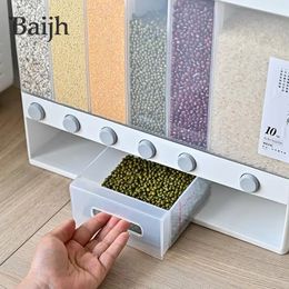 Automatic Plastic Cereal Dispenser Wall Hanging Food Storage Box Visible Rice Container Grain Cans Kitchen Food Organizer Tool 240105