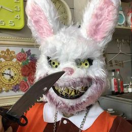 Masks Scary Bloody Bunny Wolf Plush Mask Halloween Party Cosplay Costume Props Creepy Head For Kids Adults