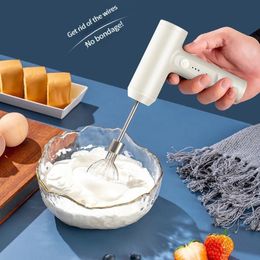 Wireless Portable Electric Food Mixer Automatic Whisk Egg Beater Baking Cake Cream Butter Whipper Hand Blender With 2 Mixing Rod 240106