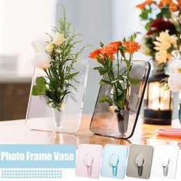 Vases Ins Clear Acrylic Po Frame Vase Minimalist And Artistic Rectangle Flower Modern Living Room Office Home Decorations