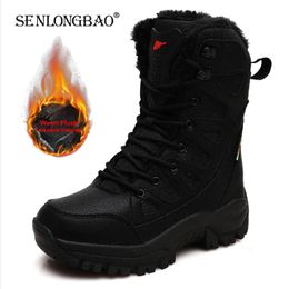 Winter Warm Plush Fur Snow Boots Waterproof Leather Men's Boots Outdoor Non-slip Work Boots Combat Desert Boots Motorcycle Boots 240106