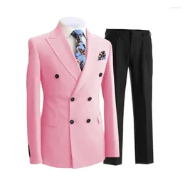 Men's Suits Custom Made Business Groom 2 Pieces Men Slim Fit Double-breasted Tuxedos Blazer Wedding Prom Clothing Jacket Pants