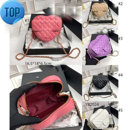 pink color heart shape designer shoulder bags Valentines day gift girl Diamond Lattice leather luxurys women small