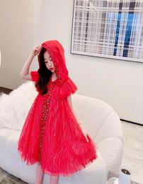 Tops quality Kids Girls Dress Summer Children Pageant Gown Princess Wedding Dress For Baby Girl Red Party Clothes2938353