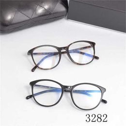 58% Sunglasses High Quality New Fashion Xiaoxiang CH3282 Plate Small Round Eyeglasses Frame Women's Flat Light Myopia Glasses