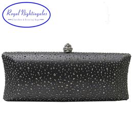 Royal Nightingales Women Party Metal Crystal Clutches Evening Bags Crossbody Handbag Wristlets Hard Case Clutch for Gift 240106