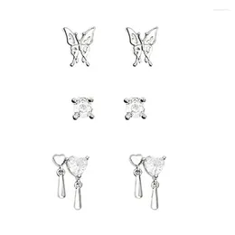 Stud Earrings Fashion Super Fairy Zircon Temperament Butterfly Fluttering Trend Love Heart Ear Jewellery For Women D0LC