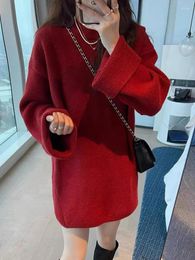Women's Sweaters Solid Knitted Pullovers For Women 2024 Vintage Oversized Fashion Chic Classic Casual Long Sleeve Christmas Jumpers