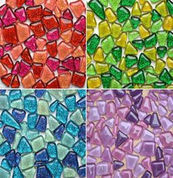 New Design Glitter Glass Mosaic Beads Flat Marbles Irregular Glass Mosaic Tiles For Flower Pot Vase Lantern Aquarium Garden Decora2812331