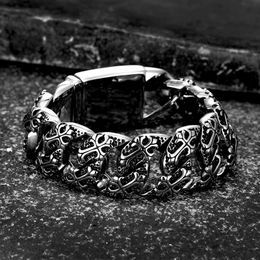 Trend Punk Long Skull Bracelets For Men Steel Shiny Charm Link Chain Male Gothic hand Jewelry 240105