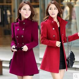 Autumn And Winter Woolen Coat Women'S Chinese Fashion Korean Slim Dragon Phoenix Top 240105