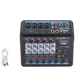 6 Channel Portable Digital o Mixer Console with Sound CardBluetooth USB 48V Power for DJ Recording EU Plug7797156