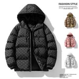 Winter Warm Thick Jacket Men Casual Parkas Cotton Letter B Print Zipper Puffer Jackets Korean Fashion Mens Streetwear Coat 240106