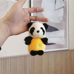 Keychains Tourist Souvenirs Short Pile Plush Doll Birthday Gift Chinese Style Trinkets Panda Key Ring Backpack Bag Chain Car Pendant