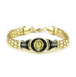Hip Hop Gold Silver Link Chain Bracelets Male Rock Bangles for Men Bulgaria Jewelry Chunky Lion Head Bracelet2642090