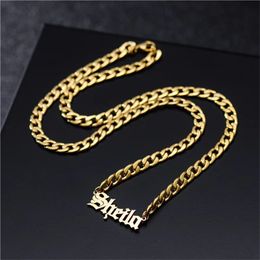 Personalised Custom Cuban Chain Name Necklace 316 Stainless Steel Golden Silver Nameplate Pendant Choker Handmade For Man Women 240106