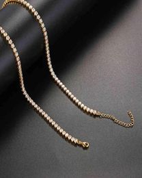 High Quality Cz Cubic Zirconia Choker Necklace Women 2Mm m 5Mm Sier 18K Gold Plated Thin Diamond Chain Tennis Necklace220a7572285