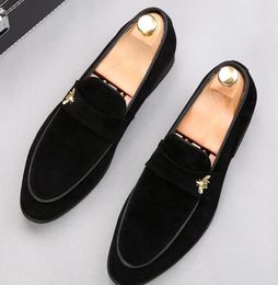 Designer Men Classic suede embroidery Casual flats Shoes Oxford gentleman wedding Dress Prom loafers