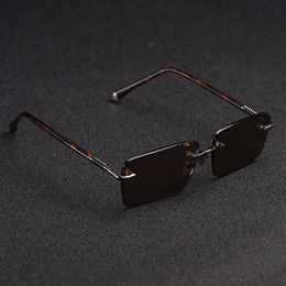 Whole-Zerosun Glass Sunglasses Male Rimless Sun Glasses for Men Brown Lens Anti Scratch Brand Designer Vintage Eyewear278T