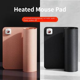 Gaming Heated Mouse Pad Solid Oversized Electric Heating Table Pad Office Computer Desktop Hand Warmers Wrist Pad Desk Mat 240105