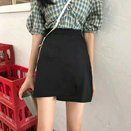 Skirts Woman Black Skirt 2024 Irregular High Waist A- Line Split Spring And Summer Mujer Faldas Saias Mulher