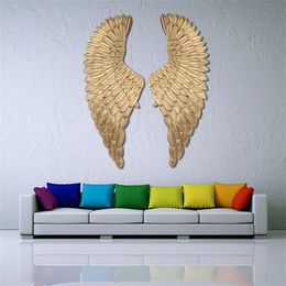 Wall Decoration Angel Wings Retro Metal wings Bar Coffee Shop Wall Decoration Home Bedroom Living room decor Christmas Industry Y22620