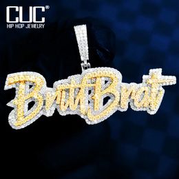 CUC Custom Brush Script Cursive Letter Name Pendant For Women Men HipHop Necklace Full Zircon Customised Jewellery 240106