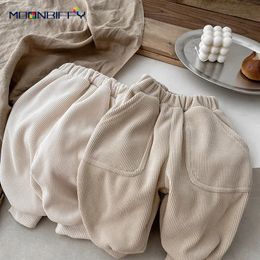 Baby Girls Boys Pants Autumn Version Leggings Plus Velvet and Thickened Slacks Kids Warm Childrens Clothing 240106