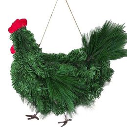 Party Decoration Christmas Decoration Chicken Shape Hanging Rooster Wreath DIY Home Living Room Party Pendant Wall Decor Holiday W343t