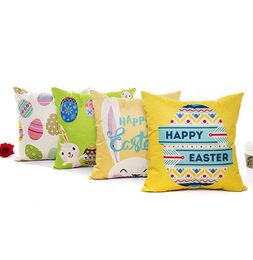 Whole Singlesided Printing 4545cm Festival Easter Egg Pillowcase Decor Sofa Pillowcase Customized Coffee Shop Pillow Cover D4692228