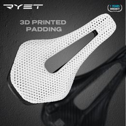 RYET 3D Printed Bicycle Saddle For Mountain Road Bike Cycling Seat Hollow Carbon Fiber Ultralight Comfortable Breathable MTB 240105