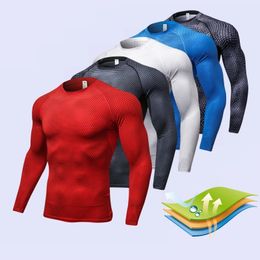 Winter Men Long Sleeve Running Sports T Shirt Clothing Mens Thermal Muscle Bodybuilding Gym Compression Quick dry Tights Shirt 240106