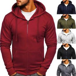 Men's Hoodies Sweatshirts Men Casual Solid Colour Hoodies Harajuku High Street Hooded Sweatshirts Y2K Streetwear Hip Hop Gothic Zip Up Loose Jacket Coats