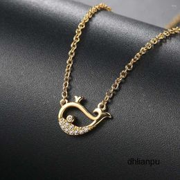 Designer Necklace Cute Pendant Necklaces Whale For Girl Women Cartoon Korean Fashion Micro Inlaid Zircon Choker Chain On The Neck Jewellery Gift Shangpinhat