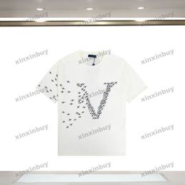 xinxinbuy 2024 Men designer Tee t shirt Aircraft letter printing Crew Neck short sleeve cotton women Black white S-XL