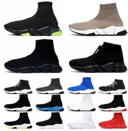 Designer Sock Shoes casual Running Speed Trainer Mens Womens Beige Glitter Blue Sports Sneakers Graffiti Lace Up Triple Black White Clear Sole Luxury Flat Boots 36-45