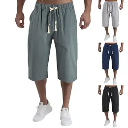 Men's Shorts And Summer Trousers Pants Solid Cotton Color Cropped Casual Young Men Sports