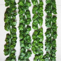 Decorative Flowers 2.1M 12Pcs Wired Ivy Leaves Garland Silk Artificial Vine Greenery For Wedding Home Office Decoratiove Wreaths 2024 Style