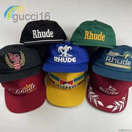 Ball Caps Classic Rhude Baseball Cap Men Women 1 Quality Green Red Yellow Blue Black Adjustable Hat Rh9w YF5K